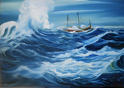 Ο άγριος Ποσειδώνας, Ελαιογραφία, 100x70